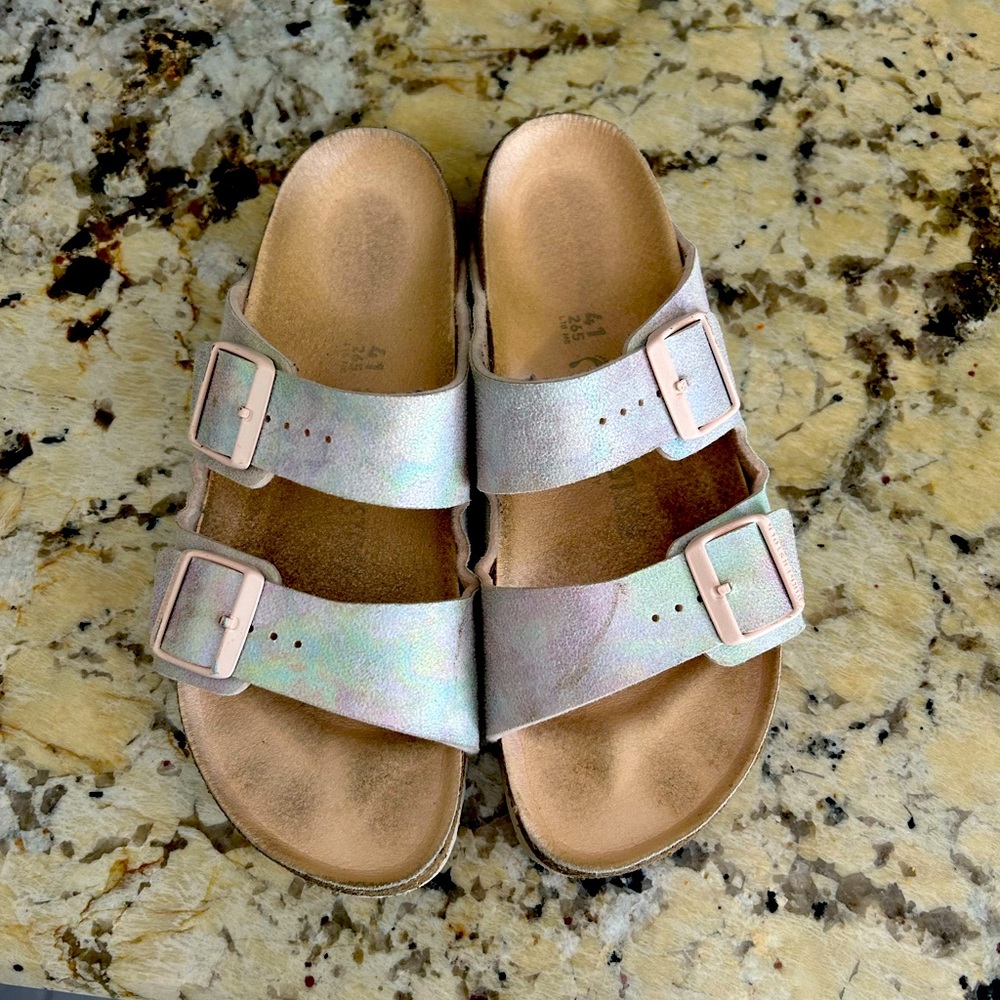 Iridescent Birkenstock Arizona Sandals, size 10, RARE!!!